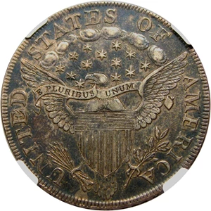 image for: 1798 Large Eagle $1 NGC/CAC XF40 (Point 9 Wide Date, B-14, BB-122)