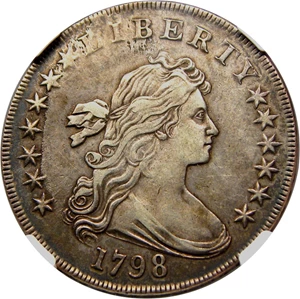 image for: 1798 Large Eagle $1 NGC/CAC XF40 (Point 9 Wide Date, B-14, BB-122)