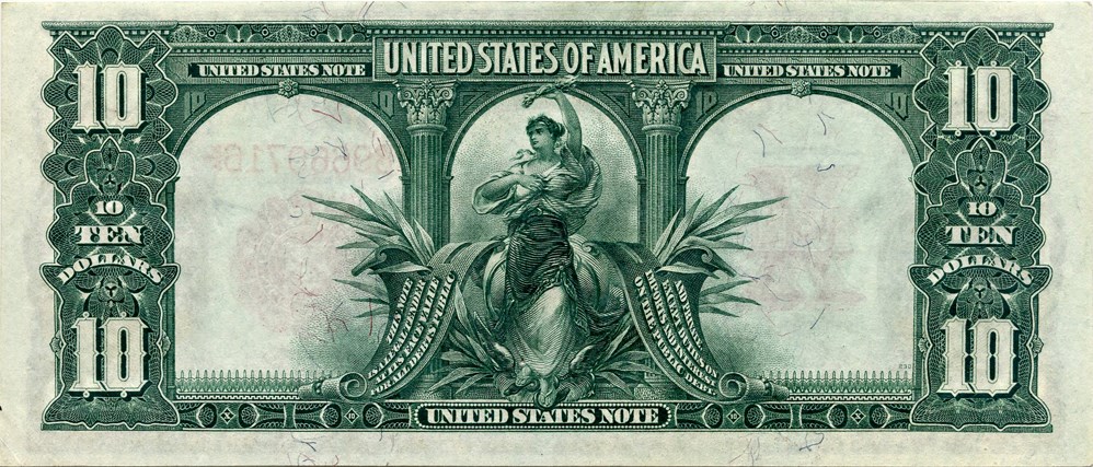 image for: FR. 116 1901 Bison $10 Legal Tender PCGS About New 58