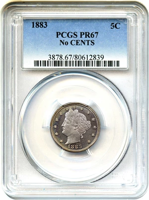 image for: 1883 5c PCGS Proof 67 (No Cents)