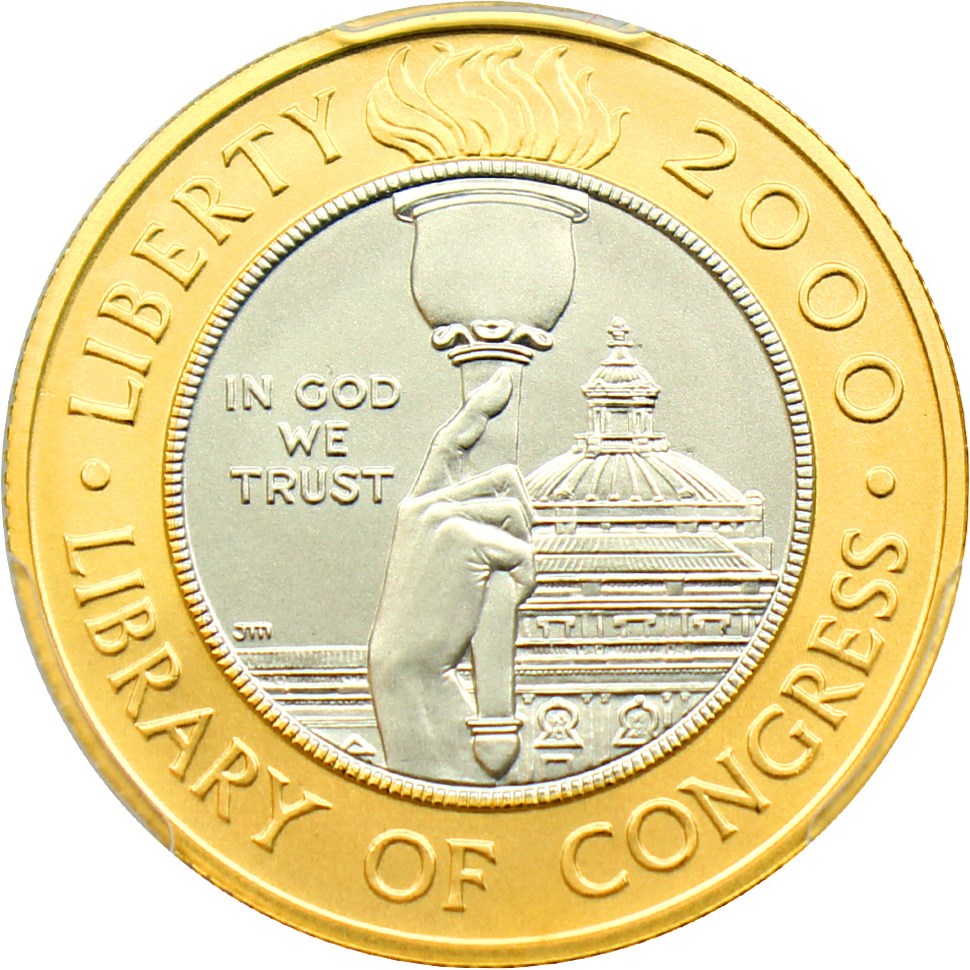 image for: 2000-W Library of Congress $10 PCGS MS69 (Bimetallic)