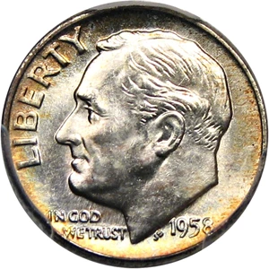 image for: 1958-D 10c PCGS MS67 FB