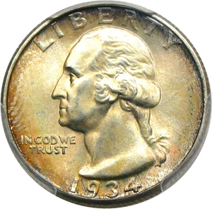 image for: 1934 25c PCGS MS67 (Heavy Motto)