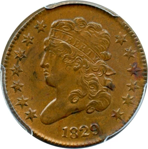 image for: 1829 1/2c PCGS UNC Details (Scratch)
