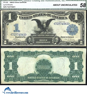 image for: Fr.226 1899 $ 1 Black Eagle CGA AU58