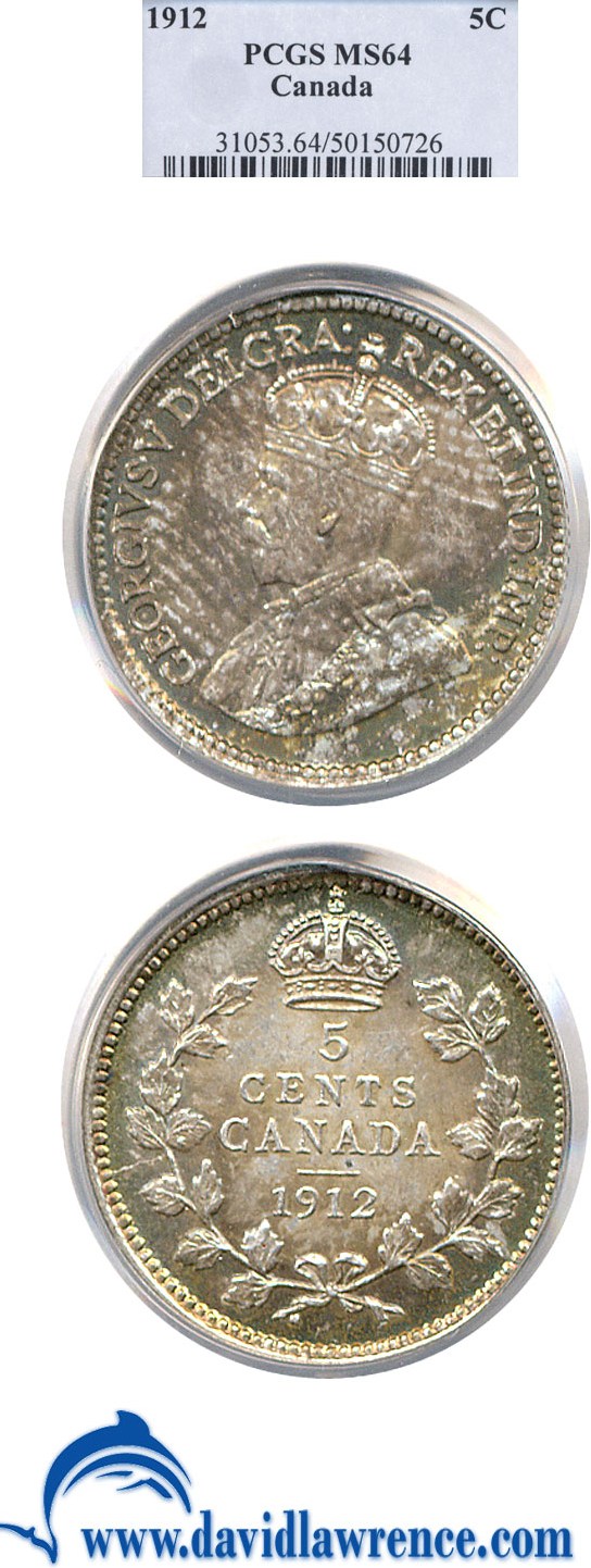 image for: Canada: 1912 5c PCGS MS64