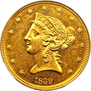 image for: 1839 $5 PCGS MS62