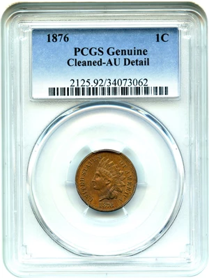 image for: 1876 1c PCGS AU Detail (Cleaned)