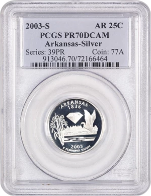 image for: 2003-S Arkansas 25c PCGS Proof 70 DCAM (Silver)