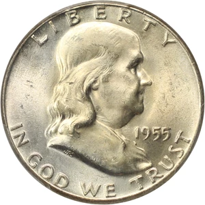 image for: 1955 50c PCGS MS63 FBL (Bugs Bunny Clashed Dies)