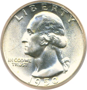 image for: 1950 25c PCGS MS66