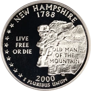 image for: 2000-S New Hampshire 25c PCGS Proof 70 DCAM (Silver)