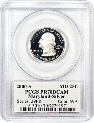 image for: 2000-S Maryland 25c PCGS Proof 70 DCAM (Silver)