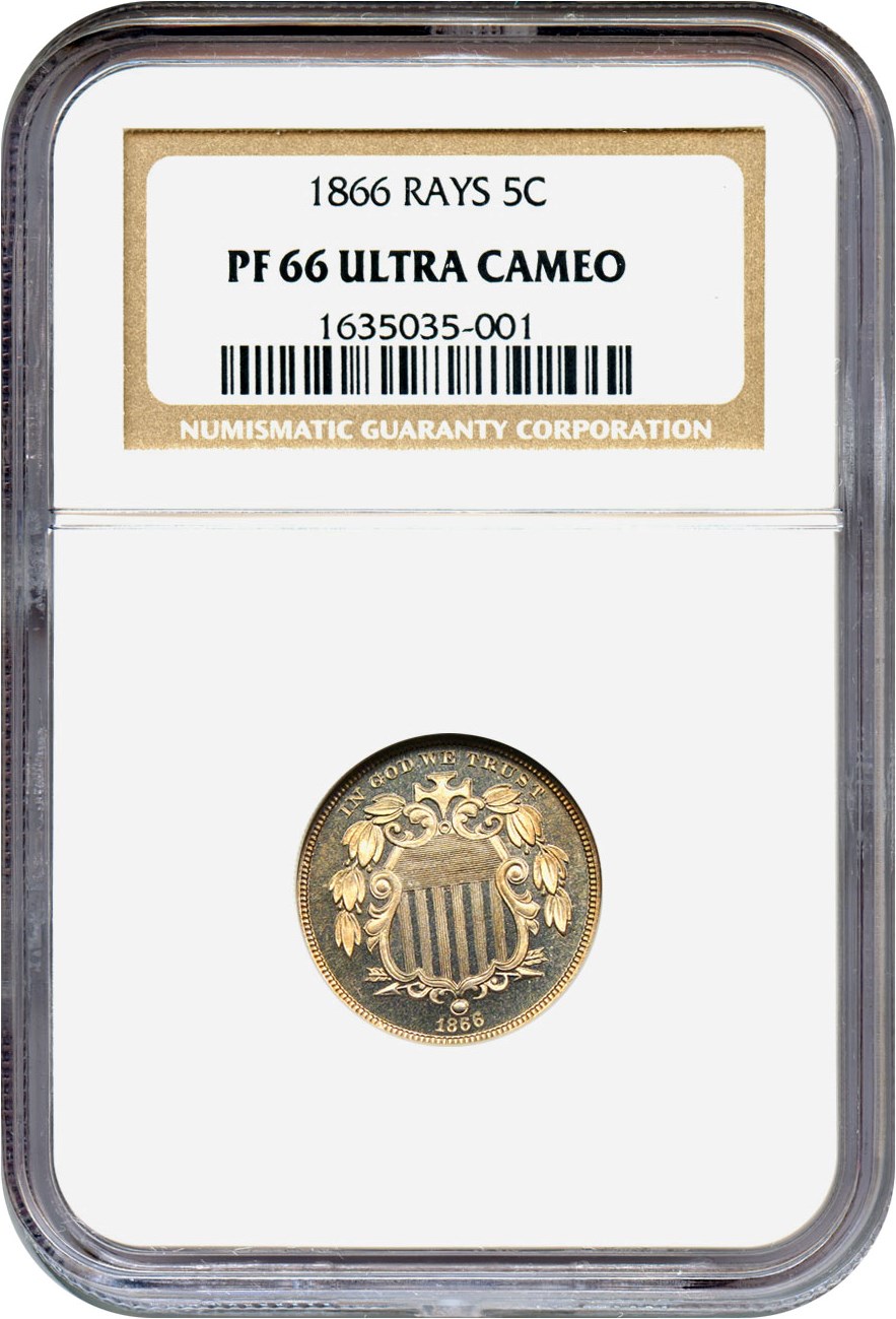 image for: 1866 5c NGC Proof 66 UCAM (With Rays)