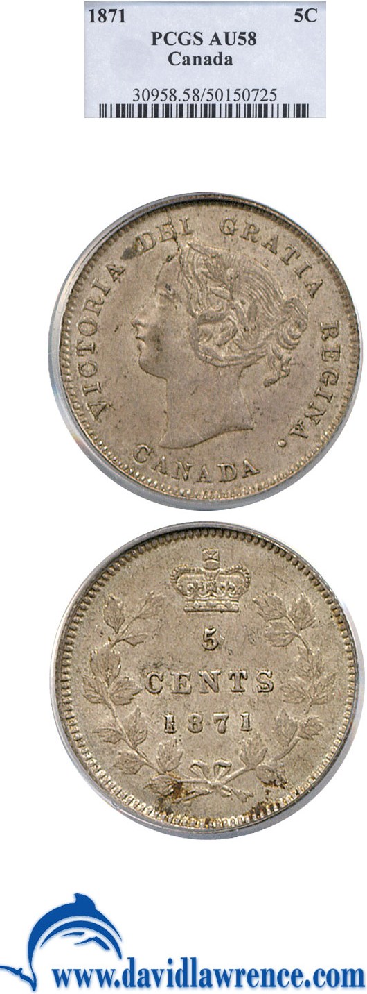 image for: Canada: 1871 5c PCGS AU58