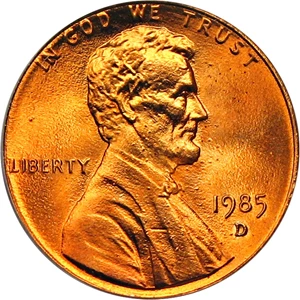 image for: 1985-D 1c PCGS MS68 RD