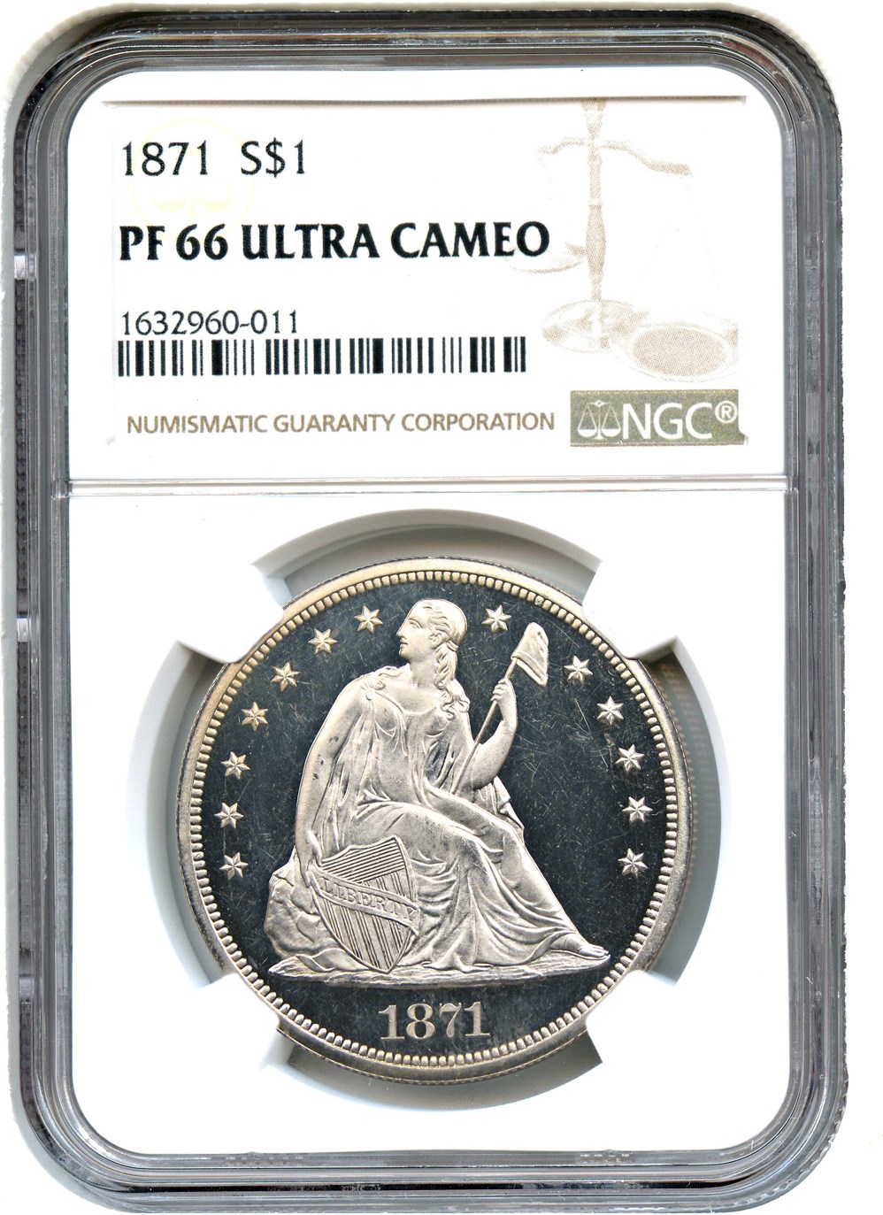 image for: 1871 $1 NGC Proof 66 UCAM