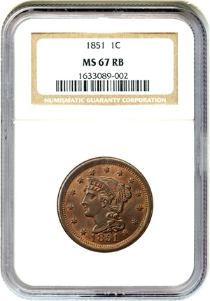 image for: 1851 1c NGC MS67 RB