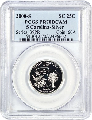 image for: 2000-S South Carolina 25c PCGS Proof 70 DCAM (Silver)