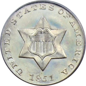 image for: 1851 3cS PCGS/CAC MS67