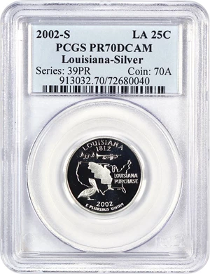 image for: 2002-S Louisiana 25c PCGS Proof 70 DCAM (Silver)