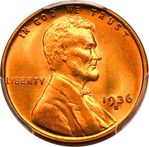 image for: 1936-S 1c PCGS/CAC MS67 RD