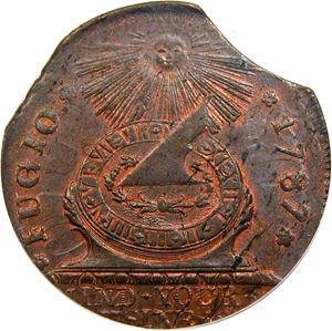 image for: Mint Error: 1787 Fugio PCGS MS63 RB (STATES UNITED, Ragged & Curved Dbl Clips)