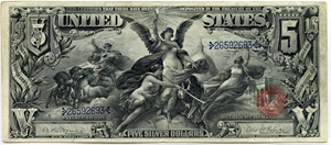 image for: FR. 269 1896 Educational $5 Silver Cer PCGS About New 50