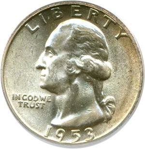 image for: 1953 25c PCGS MS66