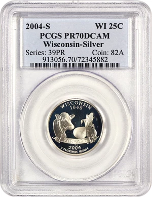 image for: 2004-S Wisconsin 25c PCGS Proof 70 DCAM (Silver)