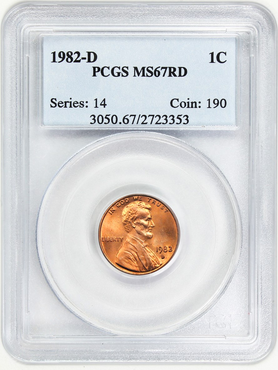 image for: 1982-D 1c PCGS MS67 RD