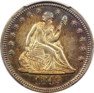 image for: 1849 25c PCGS/CAC AU55