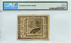 image for: FR. CC50 1776 2-Nov $5 Continental Currency PMG Choice Unc 64 EPQ