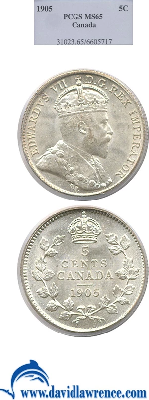 image for: Canada: 1905 5c PCGS MS65