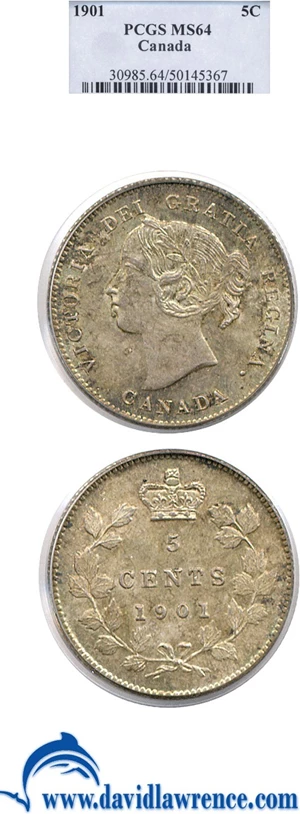 image for: Canada: 1901 5c PCGS MS64