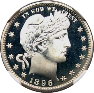 image for: 1896 25c NGC Proof 68 UCAM