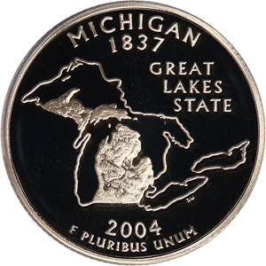 image for: 2004-S Michigan 25c PCGS Proof 70 DCAM (Silver)