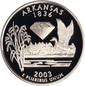image for: 2003-S Arkansas 25c PCGS Proof 70 DCAM (Silver)