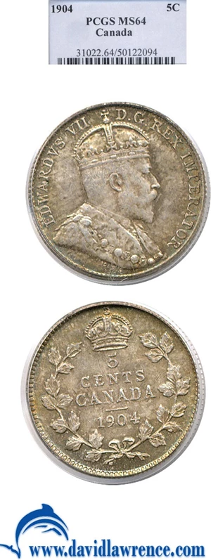 image for: Canada: 1904 5c PCGS MS64
