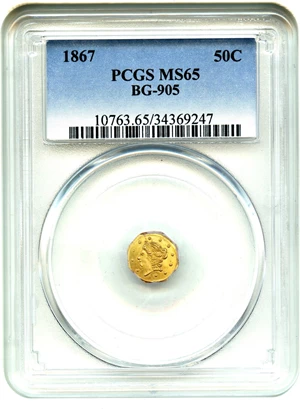 image for: 1867 Cal. Gold 50c PCGS MS65 (BG-905)