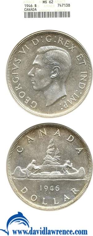 image for: Canada: 1946 $1 ANACS MS62