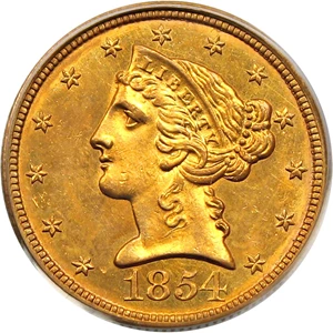 image for: 1854-O $5 PCGS MS61 ex: Ashland City