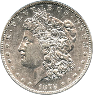 image for: Top 100 VAM: 1879-O $1 PCGS AU55 (VAM-4, O/Horizontal O)