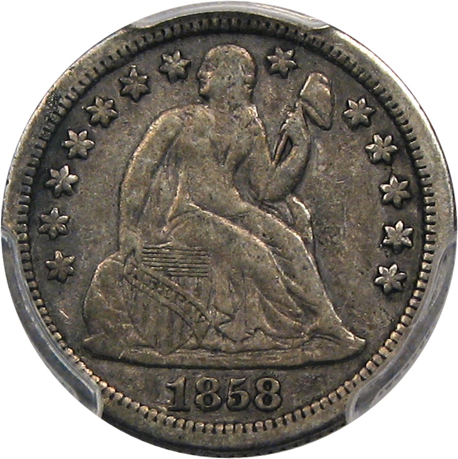 image for: 1858-S 10c PCGS VF30