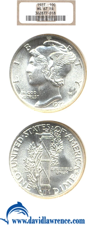 image for: 1927 10c NGC MS67 FB