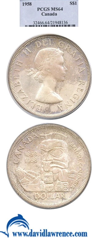 image for: Canada: 1958 $1 PCGS MS64