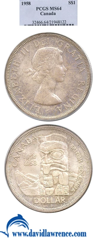 image for: Canada: 1958 $1 PCGS MS64