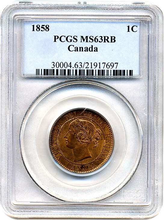 image for: Canada: 1858 1c PCGS MS63 RB