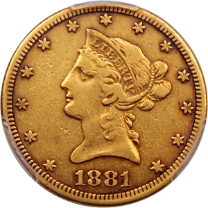 image for: 1881-CC $10 PCGS/CAC VF25