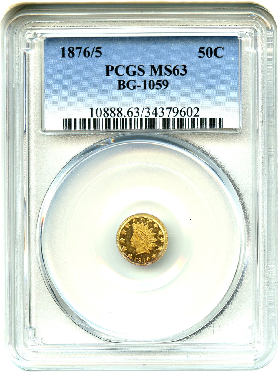 image for: 1876/5 Cal. Gold 50c PCGS MS63 (BG-1059)